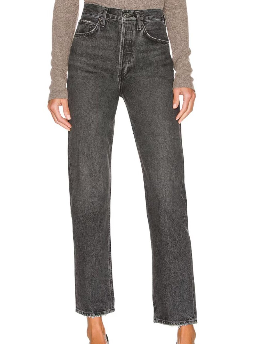 AGOLDE 90s Pinch Waist Denim Jeans Black Charcoal Women's 27
